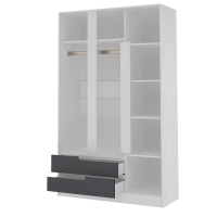 Шкаф 3х ств откр Белый с тиснением + Графит Серый