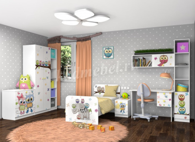 Стол письменный Смарти (Белый/Фотопечать Совята)