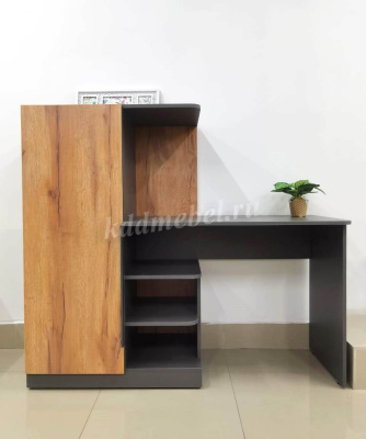 Стол письменный Стил с пеналом левый (Темно-серый/Дуб золотистый)