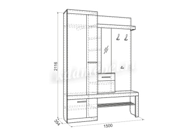 Прихожая Алекс (Дуб крафт золотой/Белое дерево)