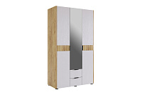 Шкаф Адам 3-х дверный с зеркалом (Дуб крафт золотой/Белое дерево)