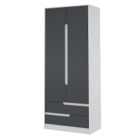 Шкаф 2х ств Белый с тиснением + Графит Серый