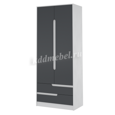 Шкаф 2-х створчатый Гавана (Белый/Графит серый)