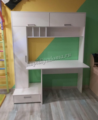 Стол письменный с надстройкой Крафт (Белый)