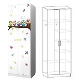 Шкаф Смарти 2-х створчатый (Белый/Фотопечать Совята)