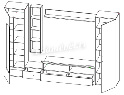 Гостиная Лофт-20 (Белый снег/Черный)