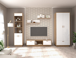 Эго (Дуб крафт золотой/Белый глянец)