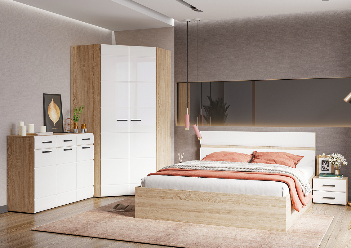 Либерти СтендМебель (Дуб сонома/Белый глянец)