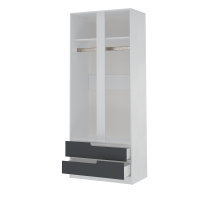 Шкаф 2х ств откр Белый с тиснением + Графит Серый