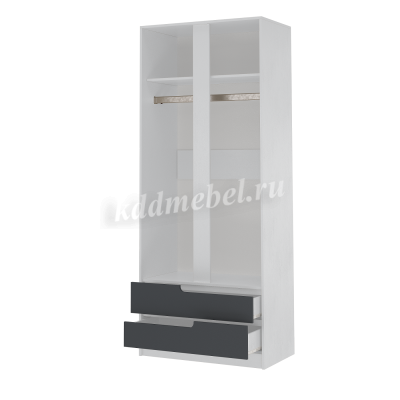 Шкаф 2-х створчатый Гавана (Белый/Графит серый)