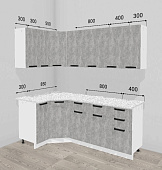 Кухня угловая Пасадена 1,15*2,05 ЛДСП (Ателье светлое/Антарес) 
