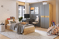 Комплект детской мебели Адам К1 (Дуб крафт золотой/Графит/Графит)