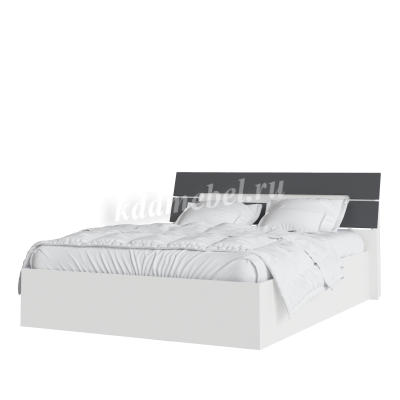 Кровать Гавана 1.6 с настилом ДСП 2С (Белый/Графит серый)