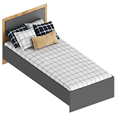 Кровать Стил 0.9 с ортопедическим основанием (Темно-серый/Дуб золотистый)