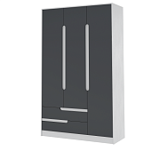 Шкаф 3-х створчатый Гавана (Белый/Графит серый)