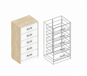 Комод Милана 5 ящиков (Гаскон пайн/Белый лофт)