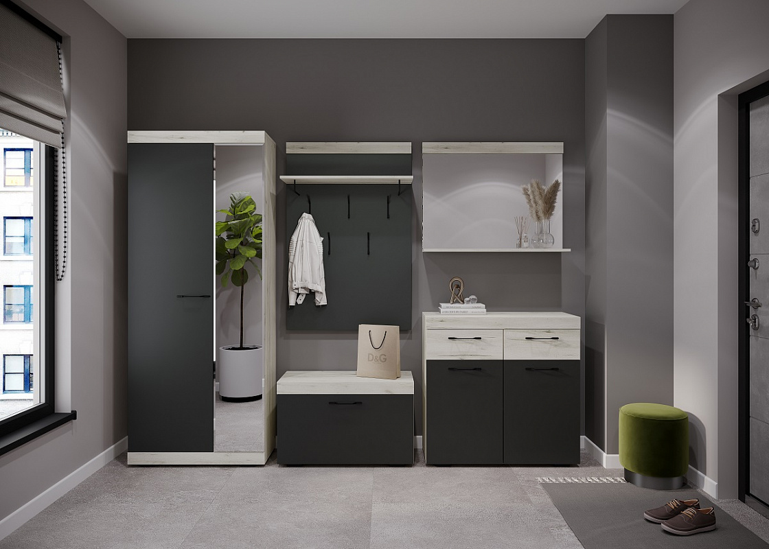 Соната (Дуб крафт белый/Антрацит)