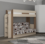 Кровать Колибри с диваном (Ясень шимо темный/Ясень шимо светлый/Буквы 2)