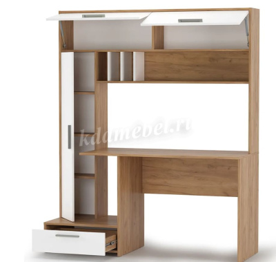 Стол письменный с надстройкой Крафт (Дуб сонома/Белый)