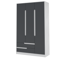 Шкаф 3х ств Белый с тиснением + Графит Серый