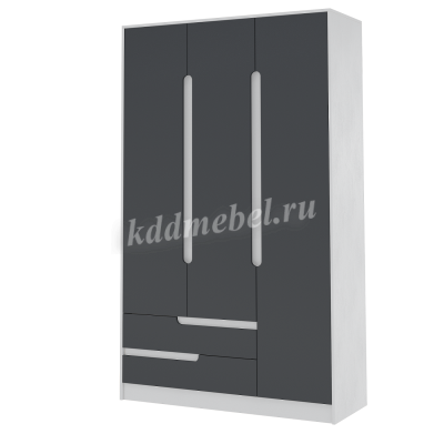 Шкаф 3-х створчатый Гавана (Белый/Графит серый)