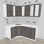 Кухня угловая Юлия 1,35*1,75 МДФ (Серый сандал)